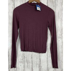 NWT Arizona Jean Co. Women’s Size M Cropped Long Sleeve Red Blouse Top Shirt